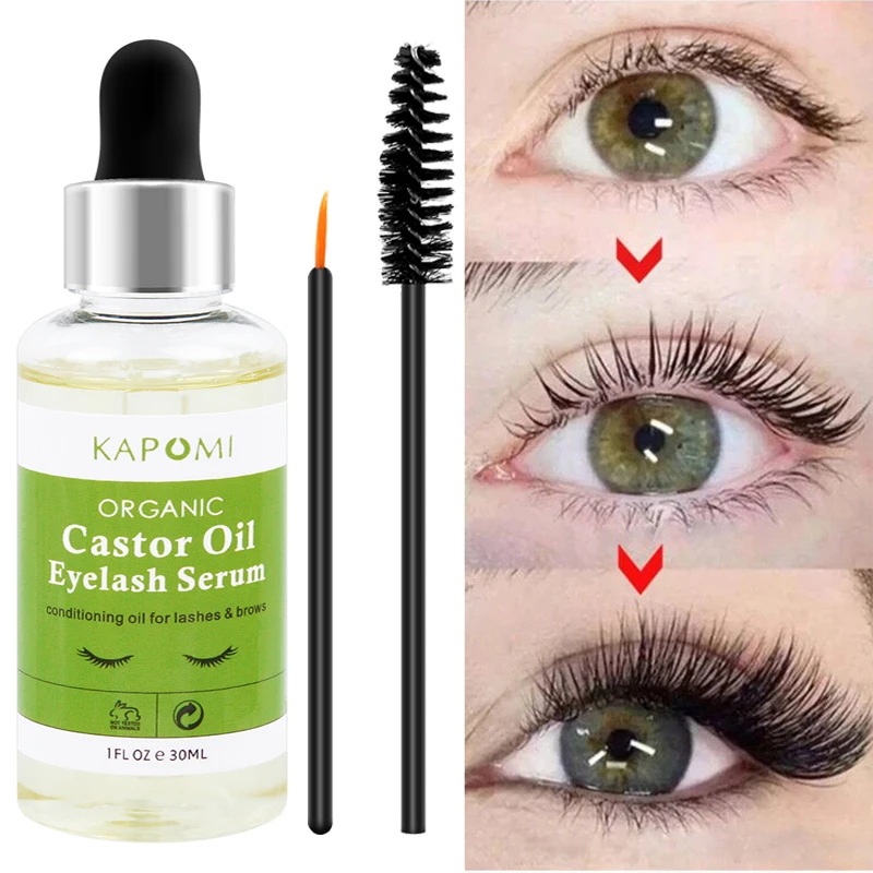 Natural Castor Oil Eyelashes Growth Essential Oil Thick Longer Nourishing Enhancer Lash Eyebrow Hair Growth Liquid Castor Serum