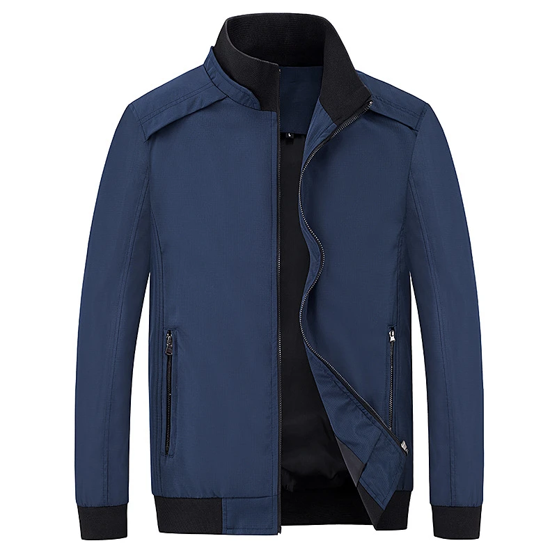 Куртка мужская повседневная на молнии с отложным воротником и карманами |