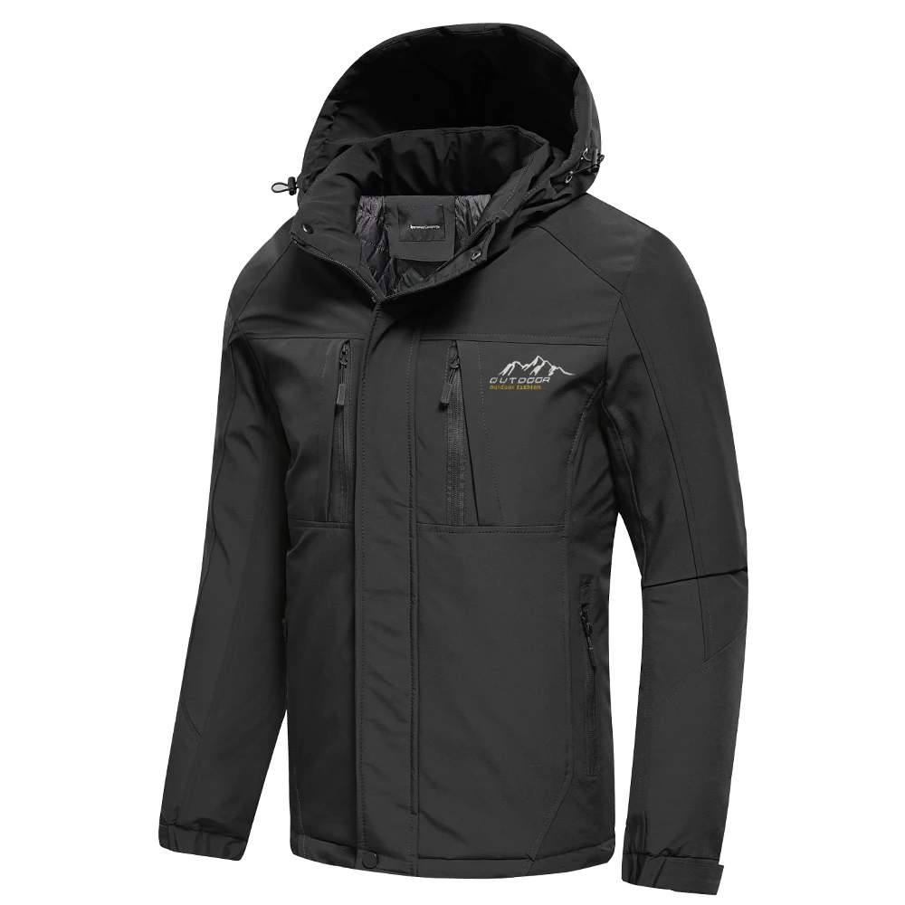 

Oiata Men 2021 Spring New Brand Outdoor Vintage Thick Jacket Coat Men Autumn Fashion Patchwork Waterproof Pockets Hat Jackets