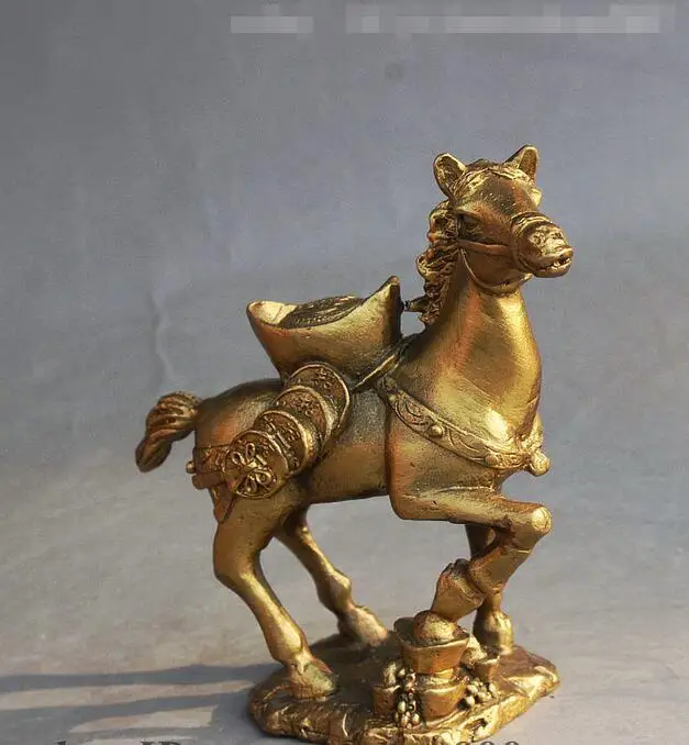 

Chinese FengShui Brass Wealth Yuan Bao Money Zodiac Year Horse Success Statue