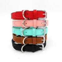 5 colors pu small dogs collars xs m adjustable zinc alloy solid color puppy collar comfortable durable pets supplies accessories