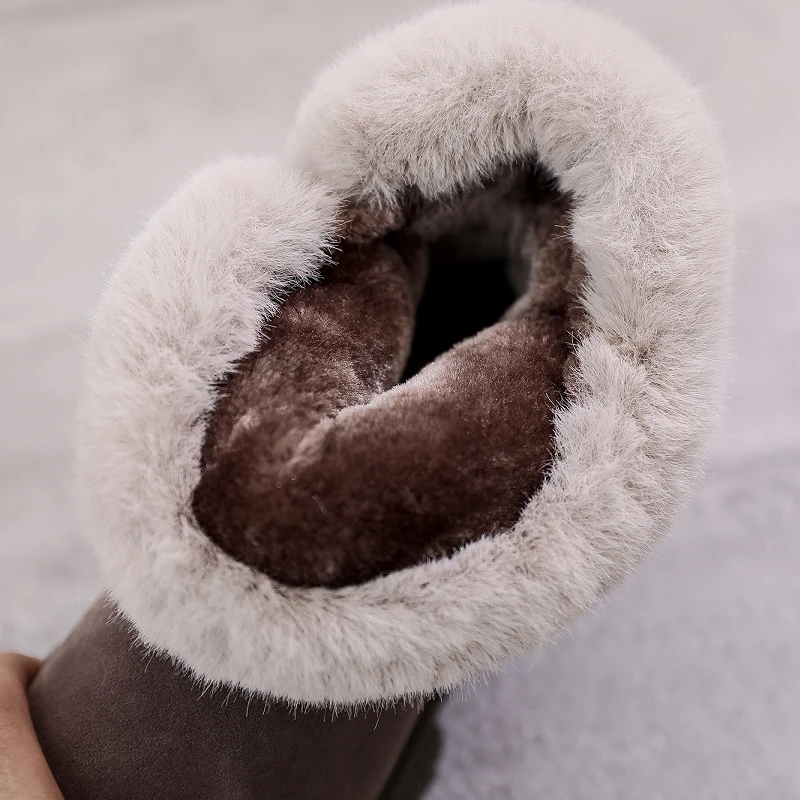 Winter New Women Suede Plush Lining Ankle Fur Snow Boots Flat With Black/Brown Emu Boots Fashion Cotton Shoes