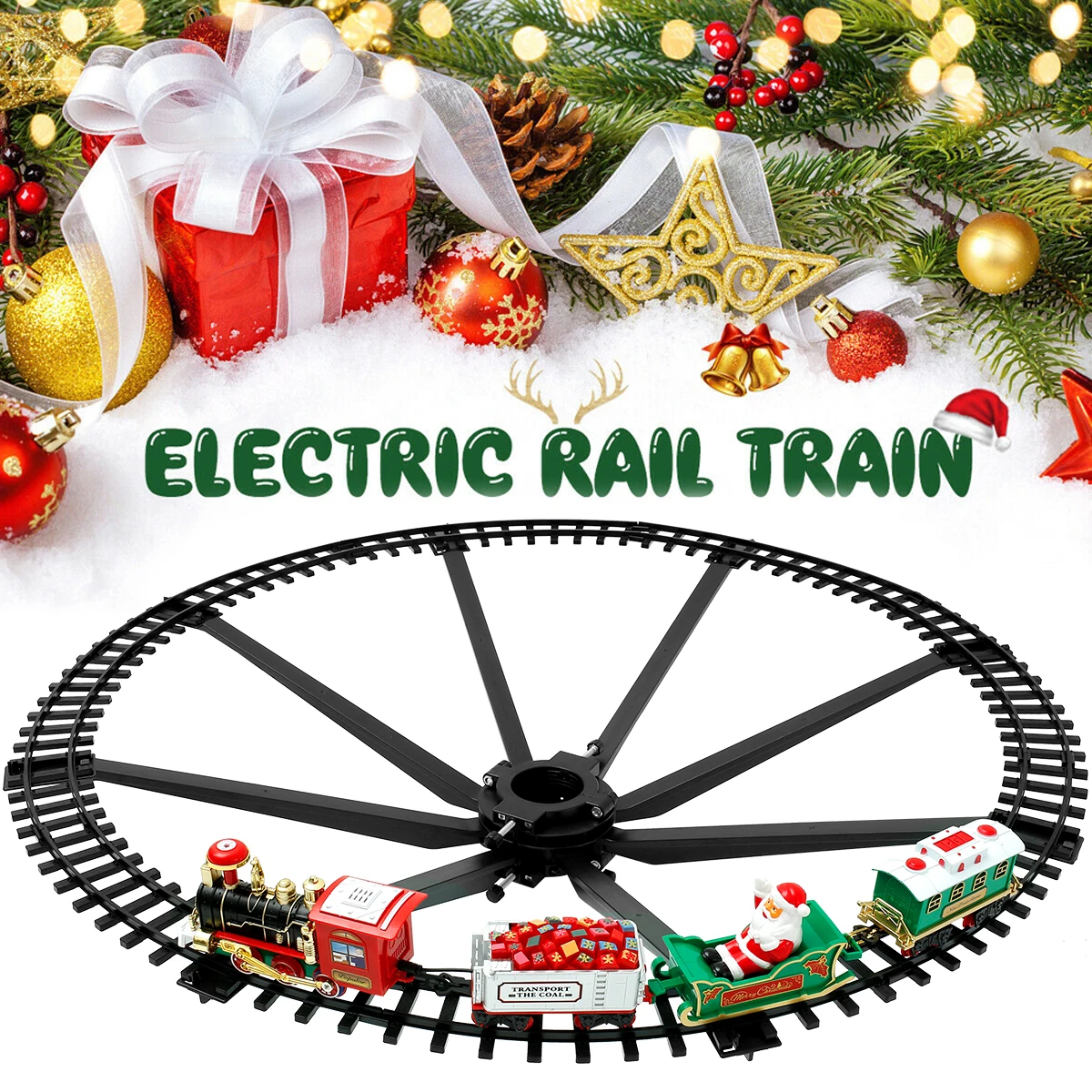 

Рождественский Электрический поезд, роскошный Рождественский железнодорожный поезд с реалистичным звуком, работающий от батареи