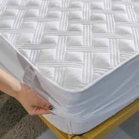 solid color 100 cotton quilted mattress cover single twin customized anti mite mattress protector cover not included pillowcase