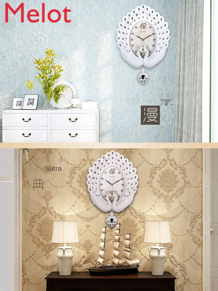 

Wall Clock Living Room Clock Mute Large Retro Bedroom Decorative Creative Wall Hanging Clock