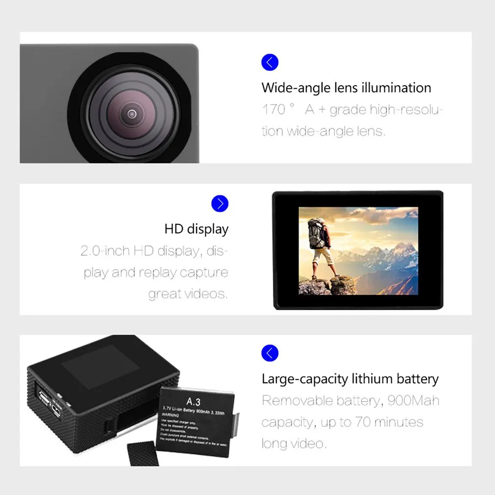 Профессиональная спортивная Экшн камера 4k видеокамера Wi Fi Ultra Hd 16mp DVR Спортивная