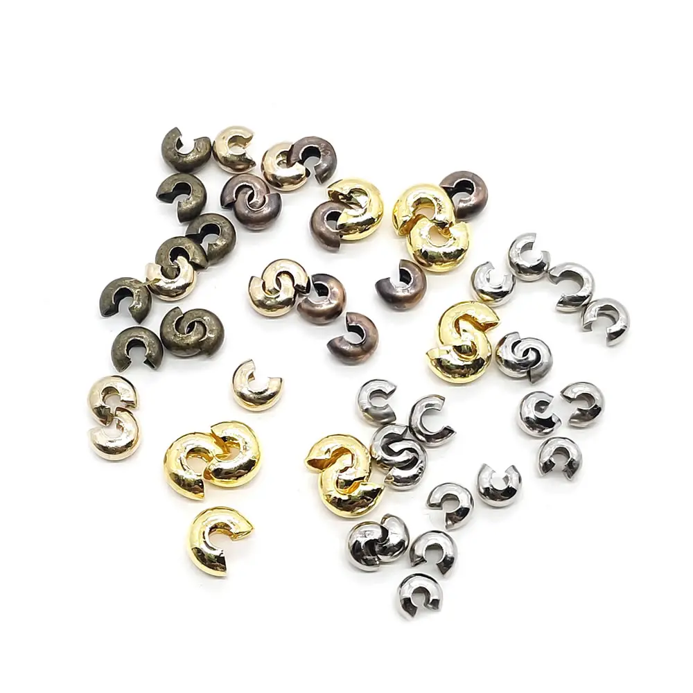 Медные Круглые Обжимные концевые бусины 100 шт./лот диаметр 3 4 5 мм с пробкой для