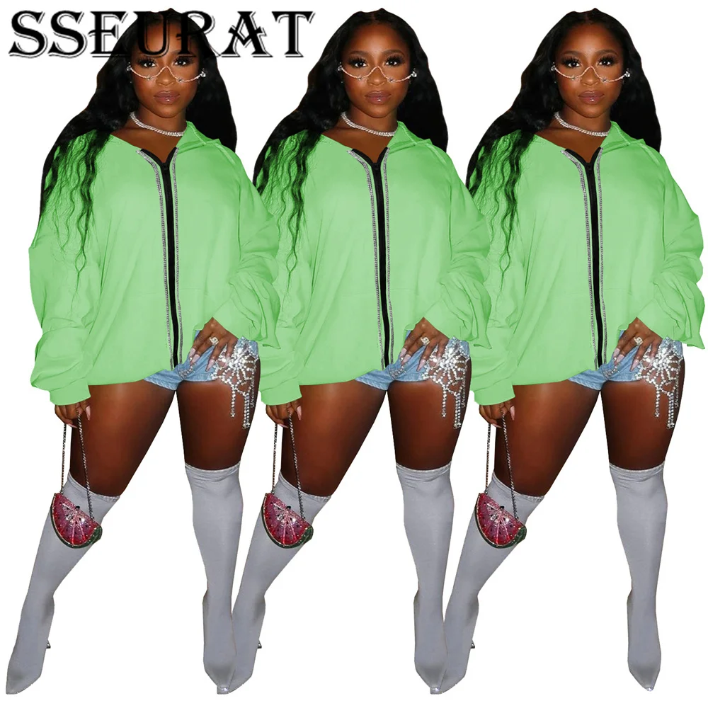

SSEURAT Autumn Streetwear Coat Women Cut Out Open Back Hooded Zipper Up Long Sleeve Trench Jackets
