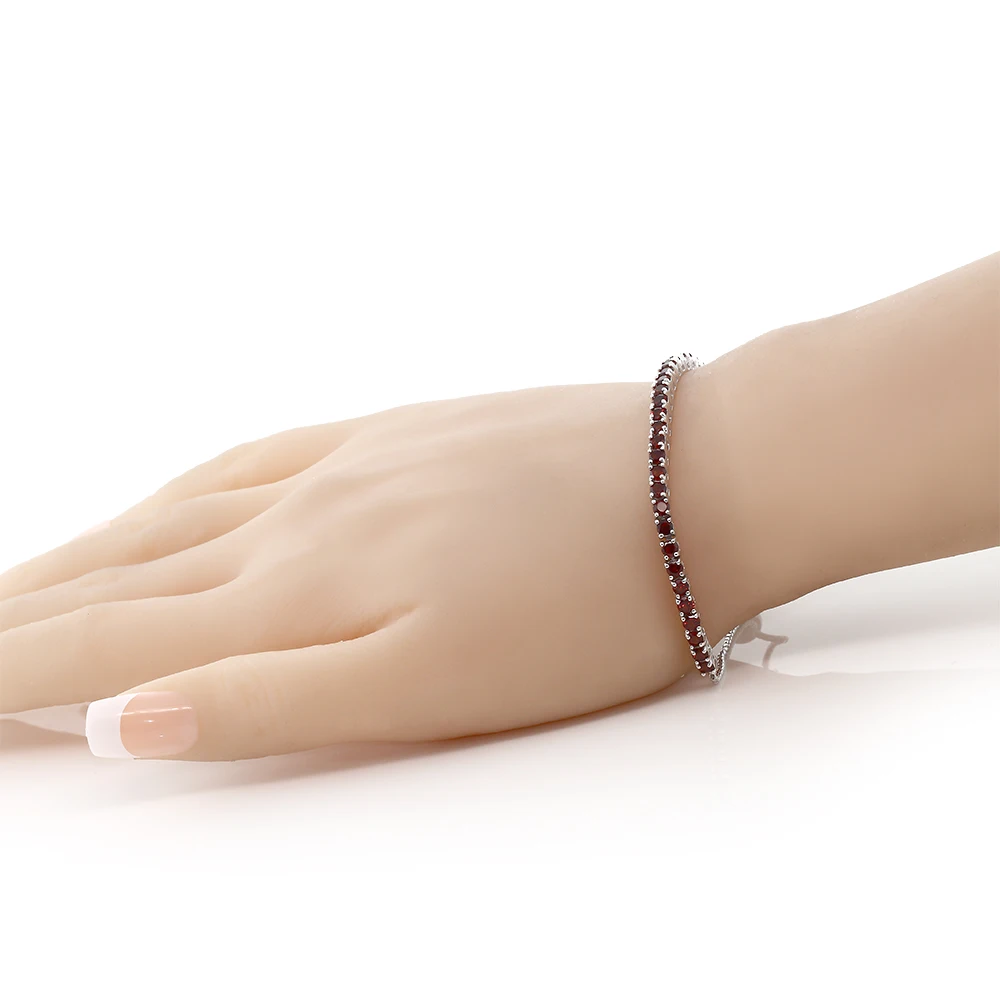 Гранат регулируемый браслет для женщин 925 стерлингового серебра ювелирные