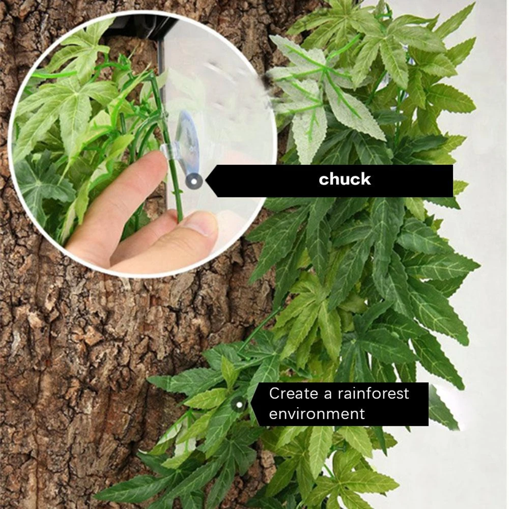 

Lifelike Not Fade Artificial Fake Hanging Leaves Plant Decor Witty for Aquarium Reptile Fish Tank & Home Decor