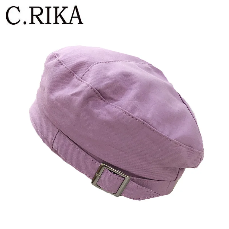 

Korea Spring Summer Womens Hat Beret Fashion Belt Buckle Octagonal Hat French Hat Lday Girls Outdoor Travel Shade Painter Hat