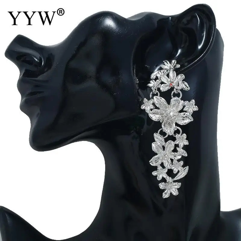 Женский цветок длинная капля висячие серьги индивидуальность уха ювелирные