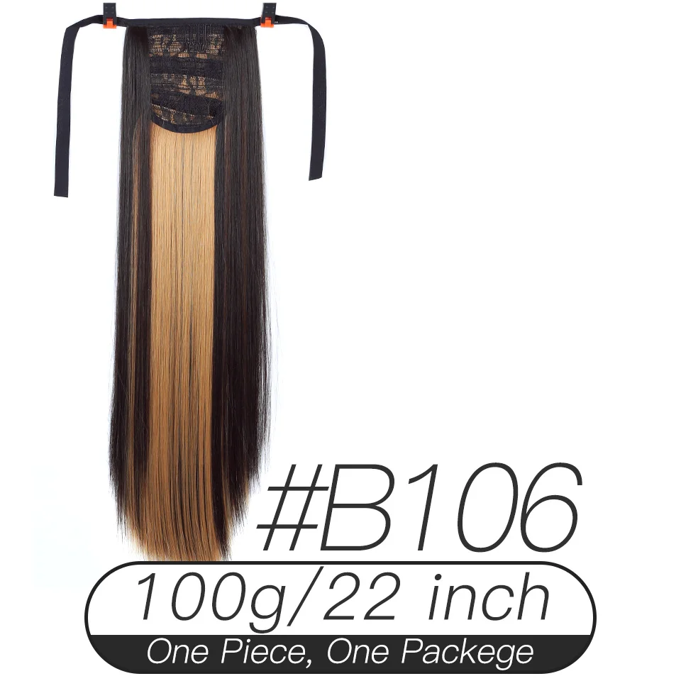 B106 Xnaira афро поддельные волосы пучок кусок блонд длинный прямой шнурок конский хвост Синтетический конский хвост наращивание волос Клип Ins для черного - Цвет: B106
