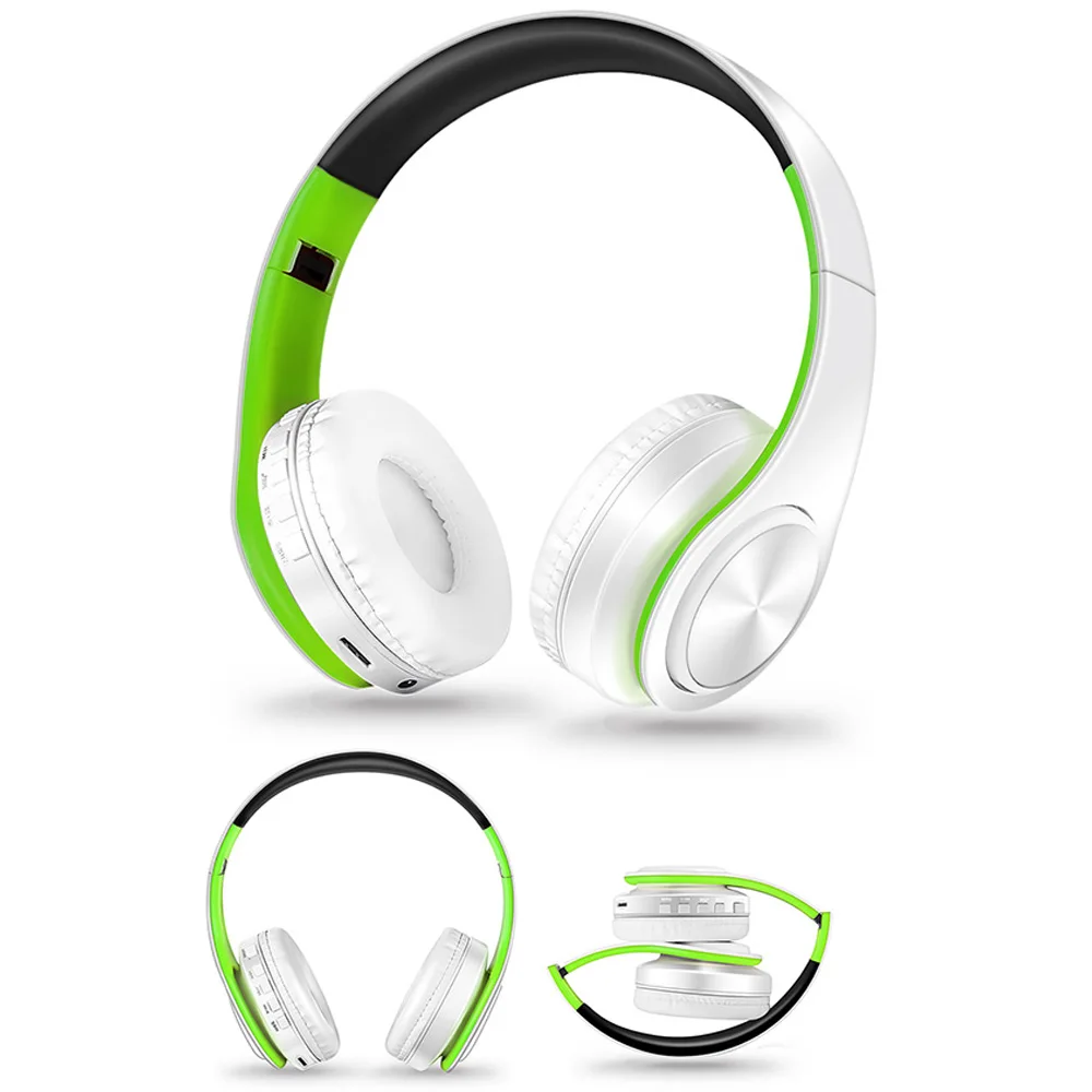 White Green Беспроводные наушники Bluetooth гарнитура стерео Складные Спортивные Беспроводные наушники с микрофоном игровая гарнитура беспроводные наушники - Цвет: White Green