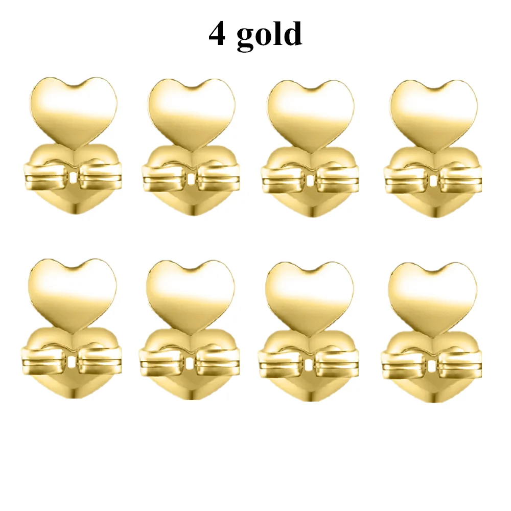 4 gold Seanuo Золотые/серебряные серьги-гвоздики с гайкой, гипоаллергенные, подходят для сережек, поддержка для женщин - Окраска металла: 4 gold