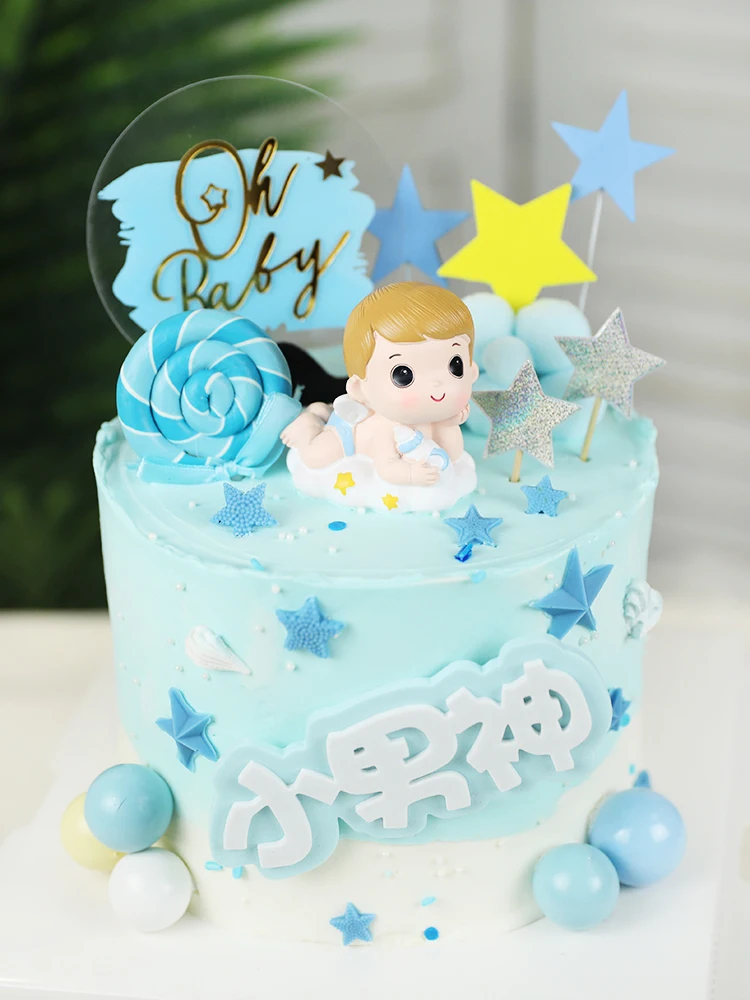 100 days Oh Baby Kid Cake Topper Happy Birthday Boy Princess Favors Lovely Doll bottle Ornaments Decoration Supplies |