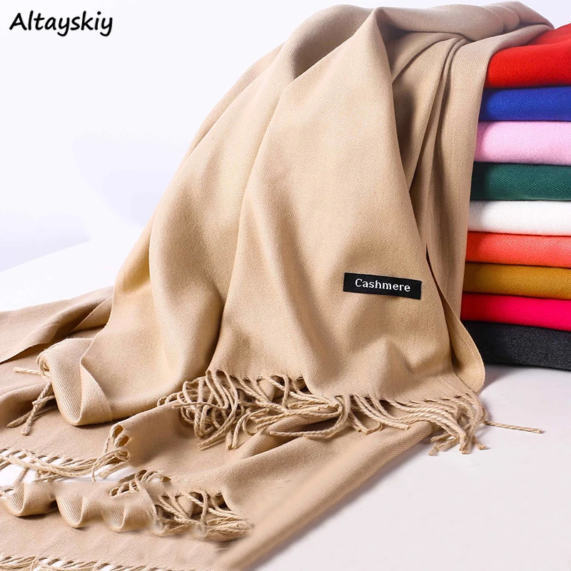 

Scarves Women Winter Solid Color Red Thickened Long Warm Shawl Scarf Womens High Quality Trendy Students Lovely All-match Chic