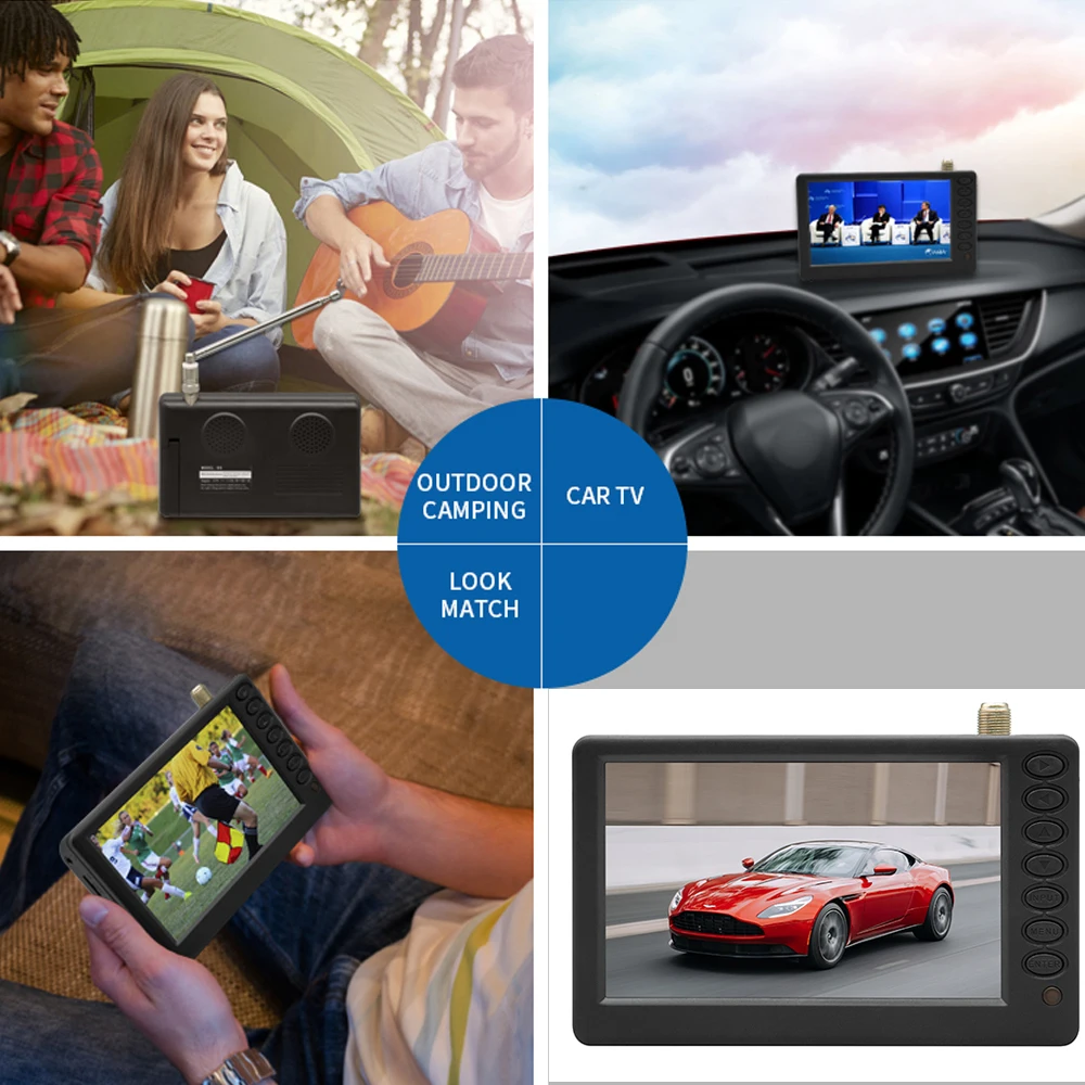 5 Inch HD Portable TV DVB-T2 ATSC D5 Digital Analog Television Mini Small Car Support MP4 AC3 HDin Monitor for PS4 | Электроника
