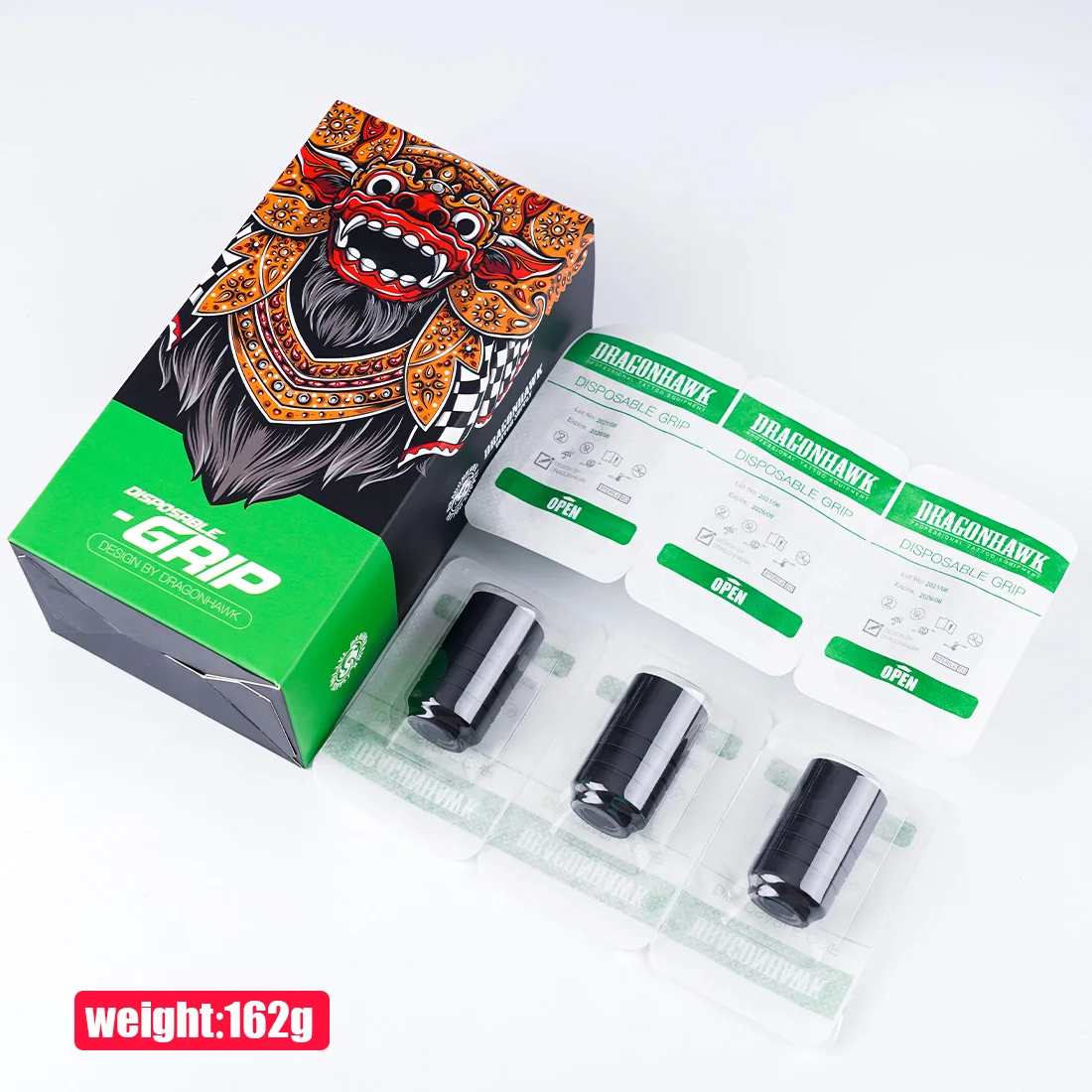 

Dragonhawk 6pcs Per Box Disposable Silicone Tattoo Grip Black Color Tattoo Supplies for Pen Machine