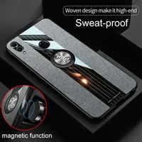 luxury cloth glossy phone case for huawei honor play back covers ring holder stand shockproof armor honorplay 6 3 protective bag