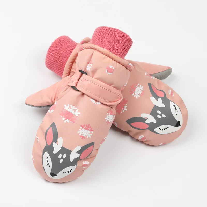 Hot Pink Детские зимние теплые лыжные перчатки для мальчиков и девочек, спортивные водонепроницаемые ветрозащитные Нескользящие зимние варежки, перчатки для катания на лыжах - Цвет: Hot Pink