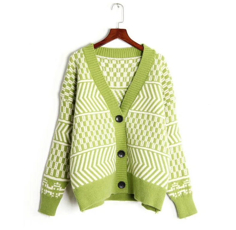 2018 Женский Повседневный полосатый вязаный кардиган винтажный короткий Стильный