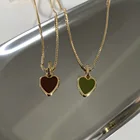 ZN Новое эмалированное ожерелье с милым сердцем для женщин и девушек красное зеленое корейское модное эффектное искусственное ожерелье