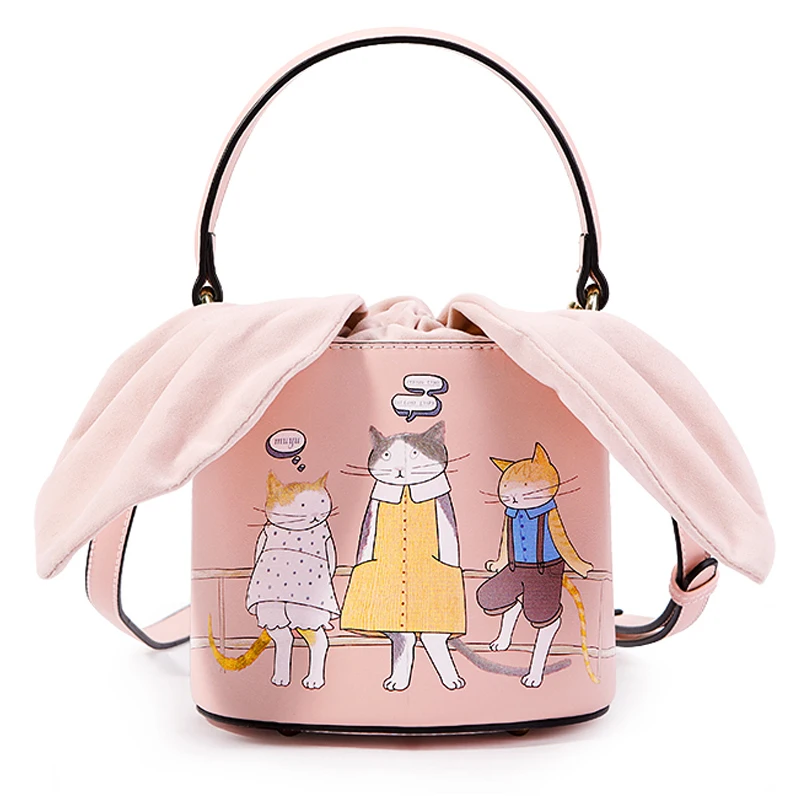 crossbody bags for women WOMEN'S Bag Online Celebrity Fashion Bucket Bag WOMEN'S Messenger Bag Fresh GIRL'S Handbag Cartoon cat