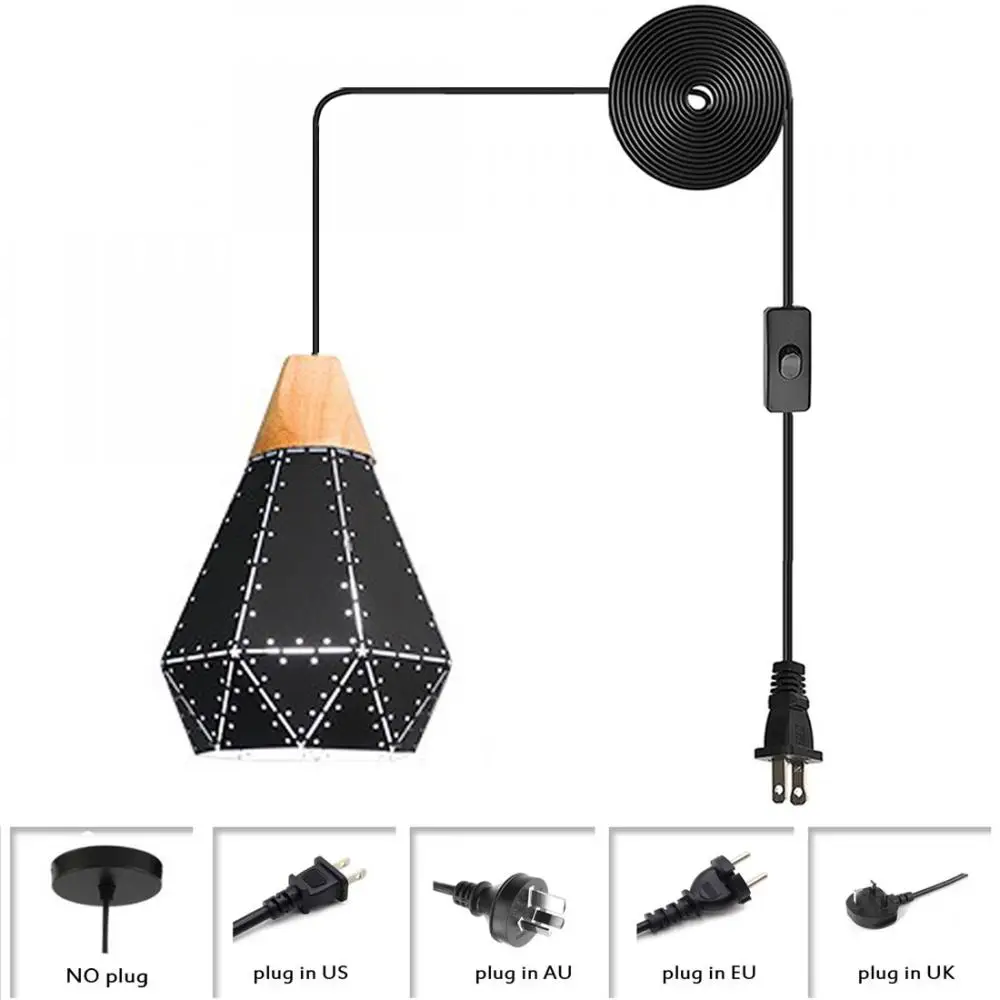 

Промышленный подвесной светильник с резным металлическим абажуром, черный потолочный светильник с шнуром, современный подвесной светильн...