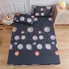 Покрывало на кровать Bonenjoy королевского размера с эластичными наматрасниками в космическом стиле, простыня с изображением планеты для детей (без наволочки)