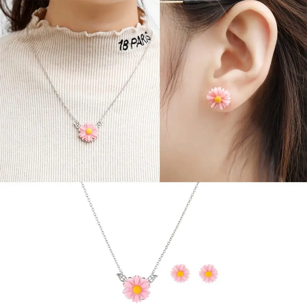 Милый подсолнечник подвеска ожерелье серьги гвоздики женский очаровательный