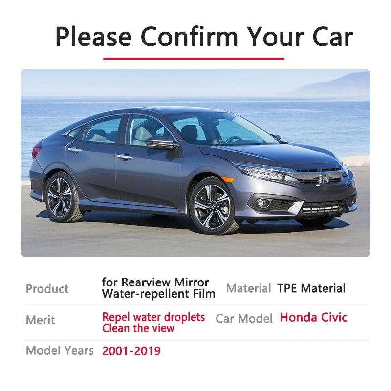 

Full Cover Anti Fog Film Rearview Mirror for Honda Civic 7 8 9 10 2001~2019 Accessories 2006-2011 EU FB FK FA FD 2005 2012 2017