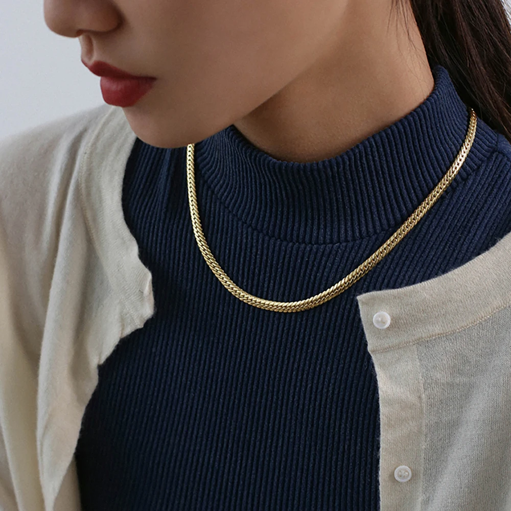 

2 colors simple daily look trendy necklace for women Naked chain