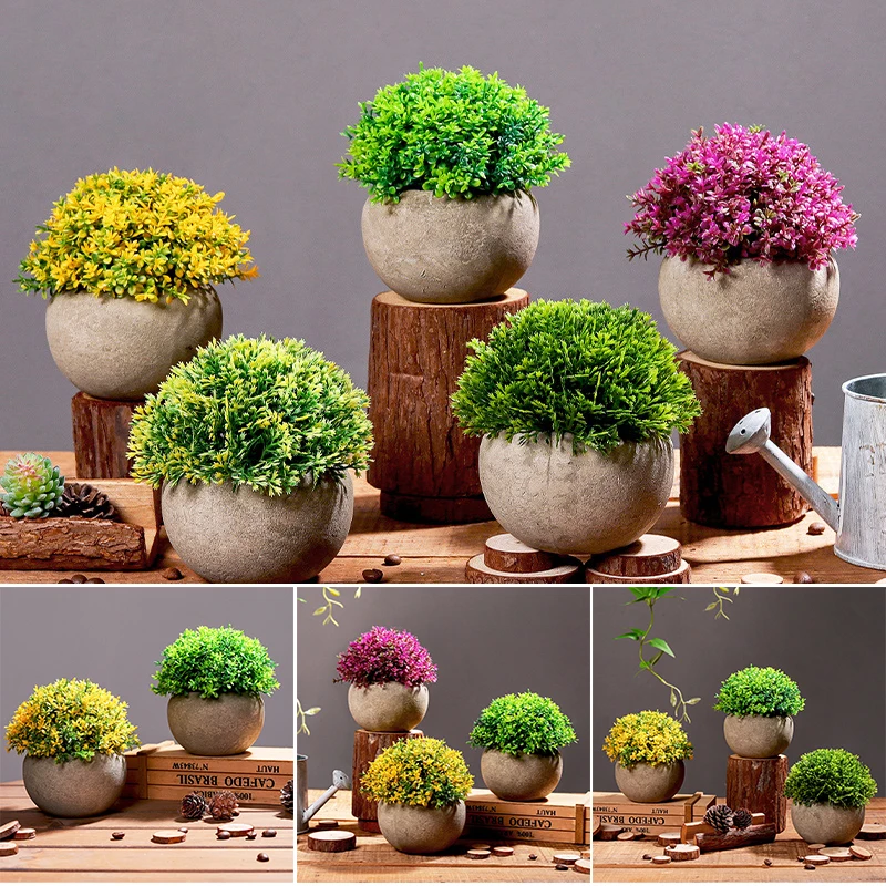 

Mini Simulation Pant Potted Fresh Grass Ball for Bathroom Home Office Room House Decorations FHJ889