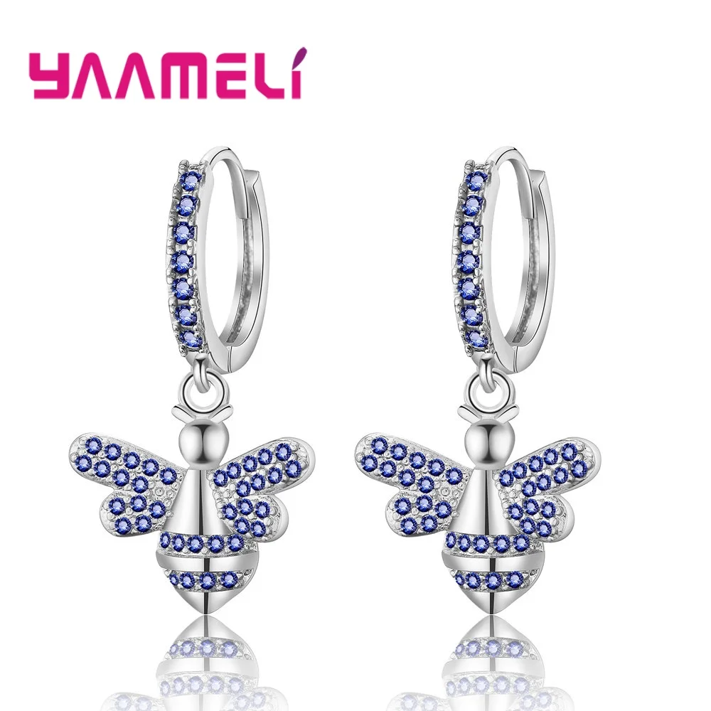 Серьги для женщин отличный полный кубический цирконий пчела мотаться розовое золото цвет модные женские Девушки Танцы вечерние ювелирные изделия