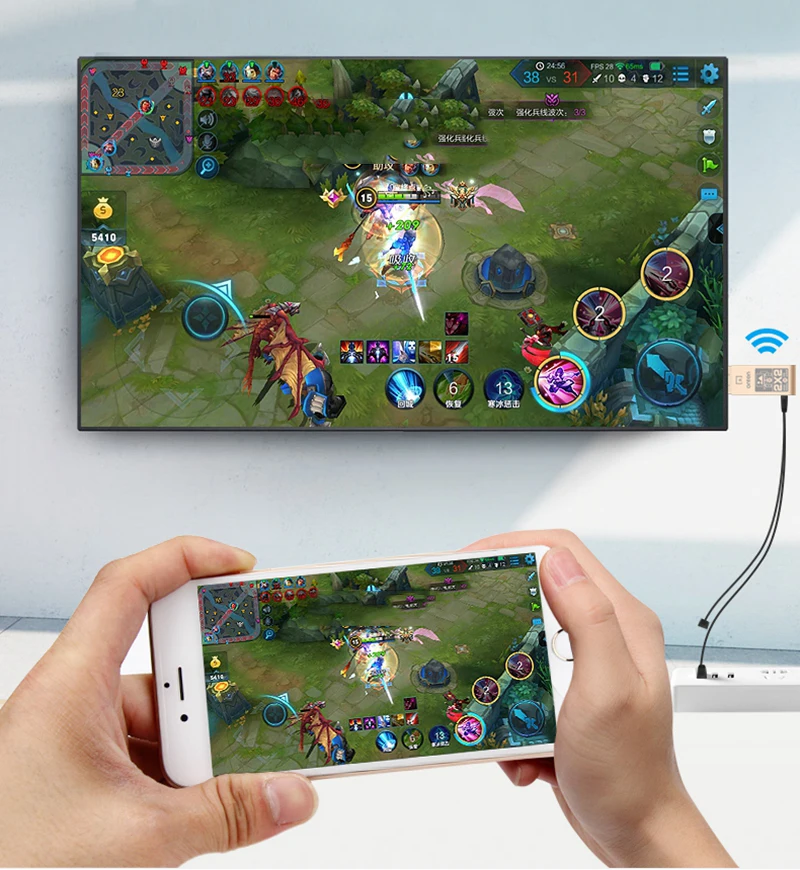Беспроводной Wi Fi + кабель 2 в 1 адаптер для дисплея HDTV видео iPhone 12 11 X XiaoMi Huawei Samsung S8 S9