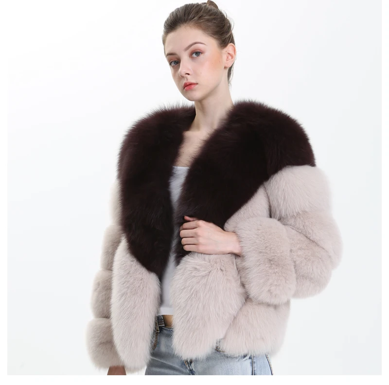 MAOMAOFUR пальто из натурального Лисьего меха женская натуральная меховая верхняя одежда женская Женская Толстая теплая куртка из натурального меха пальто из натурального Лисьего меха