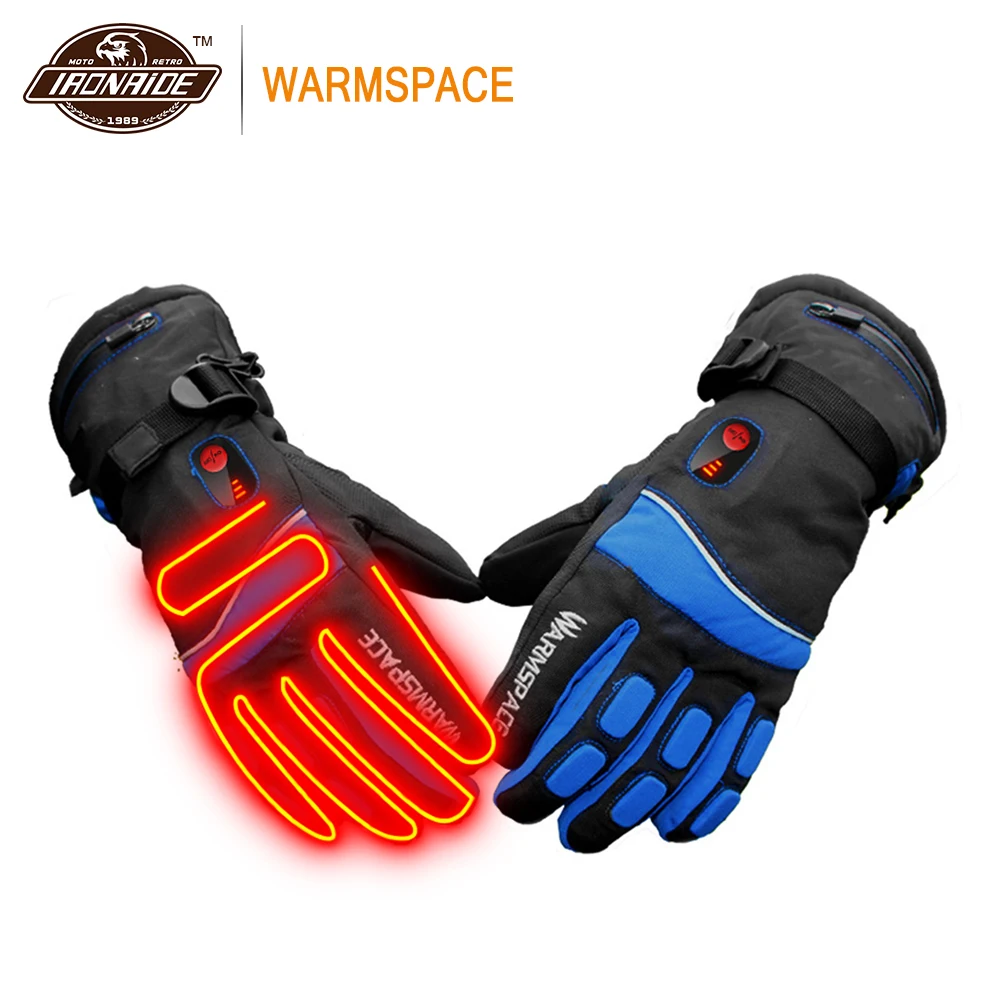 WARMSPACE, мотоциклетные перчатки, водонепроницаемые, с подогревом, на батарейках, для езды, мото перчатки, сенсорный экран, Gant Moto для зимы