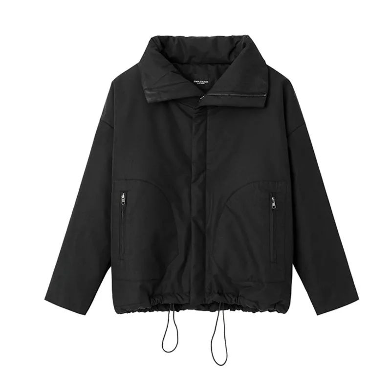 

Black Short Warm Big Size Female Coat Long Sleeve Loose Casual Fit Women Parkas Korean Fashion Vintage Retro New 2021 13A069
