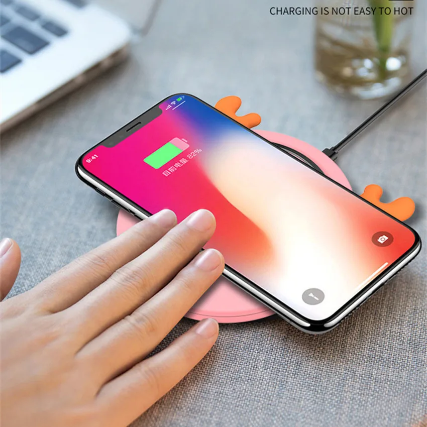Qi Беспроводное зарядное устройство для Iphone XS MAX XR 8plus samsung S10 S9 Plus Note8 Chargeur Индукционная милая без провода Быстрая зарядка