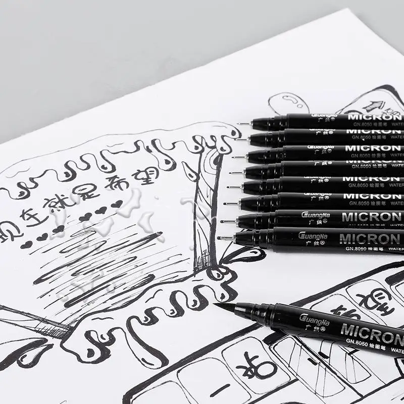 1@#Drawing Pen Fineliner Ultra Fine Line Art Black Ink 005 01 02 03 05 08 Micron Drawing Office School Set | Канцтовары для офиса