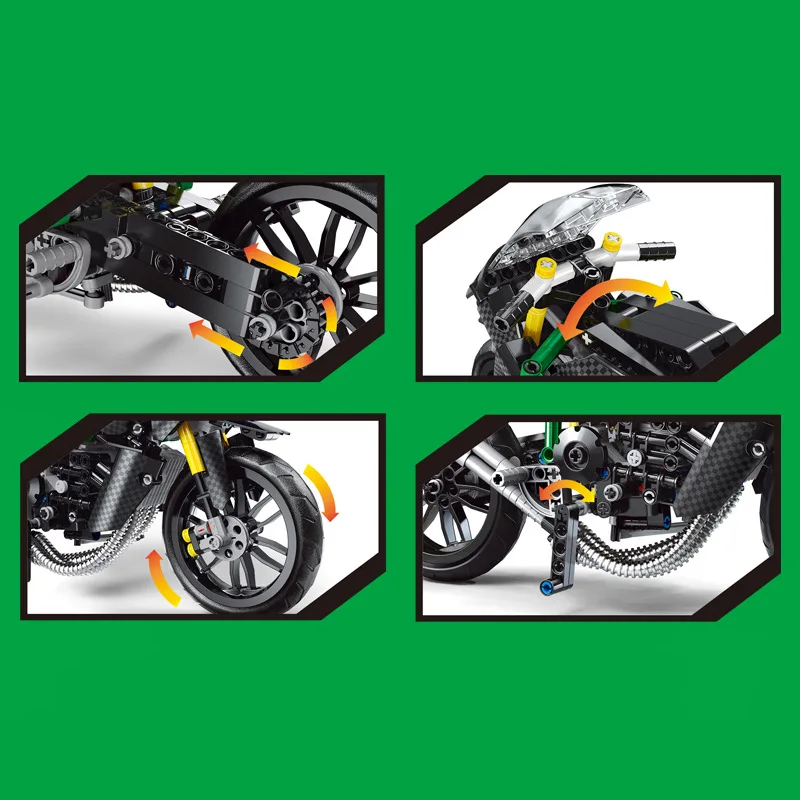 

23002 MOC-32005 563 PCS H2R Building Blocks Assembled Bricks Sets Motorcycle Series Model Toys Birthday Gifts for Boys Kids