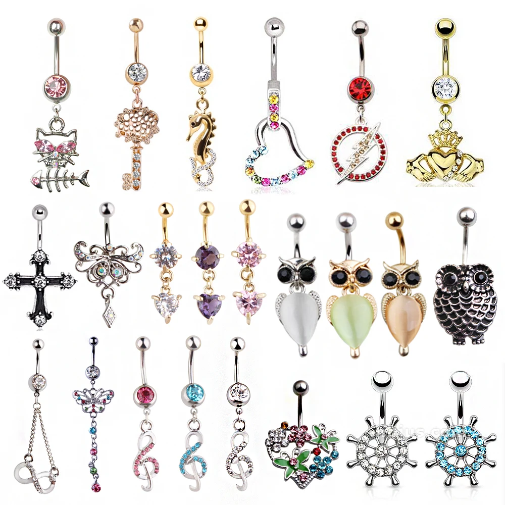 Мульти Стили Сталь живот пирсинга пупка кольца Бабочка крест ювелирные изделия