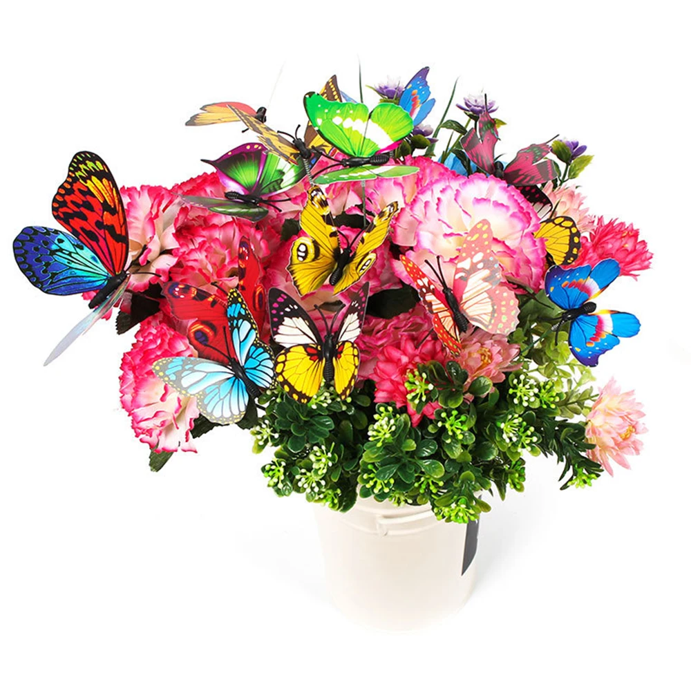 50Pcs/Set Simulation Butterfly Stakes Outdoor Yard Planter Flower Pot Bed Garden Lawn Decor Label | Дом и сад