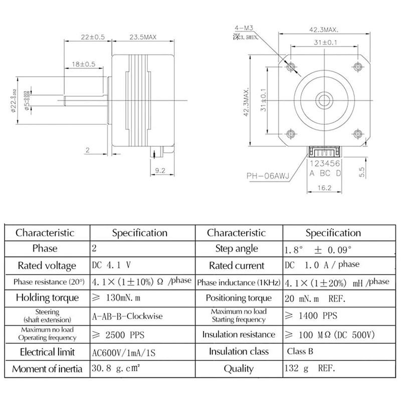 Nema17 17HS4023 for Titan Extruder 4-Lead Nema 17 22mm 42 Motor 0.7A 12V 14N.cm 3D Printer Parts | Обустройство дома