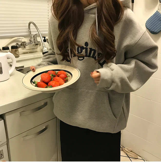 

Jacket Women's autumn and winter wear sports leisure versatile cap comfortable pure cotton solid letters