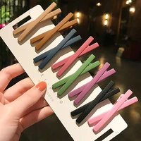 new fashion women barrettes candy color cross side clamp hair clip accessories frosted girls hairgrips hairpin hairclip headwear