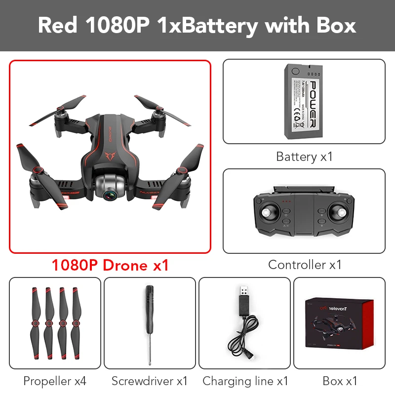 Red 1080p 1B withBox FUNSKY S20 wifi FPV с 4 K/1080 P HD камерой 18 минут время полета Интеллектуальный складной Радиоуправляемый Дрон Квадрокоптер - Цвет: Red 1080p 1B withBox