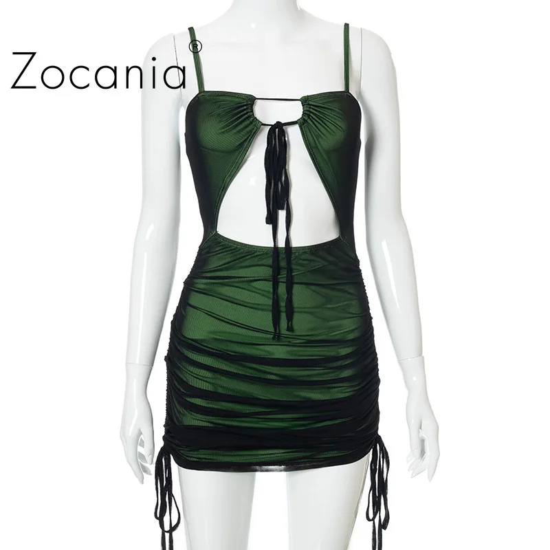 

Sexy Net Yarn Summer Women's Dress 2021 Fold Hollow Out Casual Female's Dresses Midriff Lacing Party Dresses Fashion Short Dress
