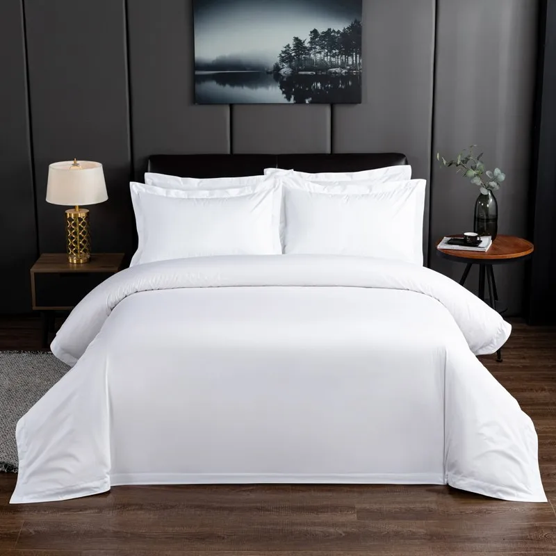 

Premium Hotel White Duvet Cover Bed Sheet set 100%Nature Cotton Soft Easy Care 600TC Bedding set Twin Full Queen King size 4Pcs